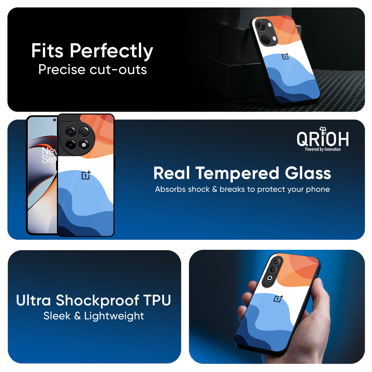 Wavy Color Pattern Glass Case for OnePlus 13R 5G