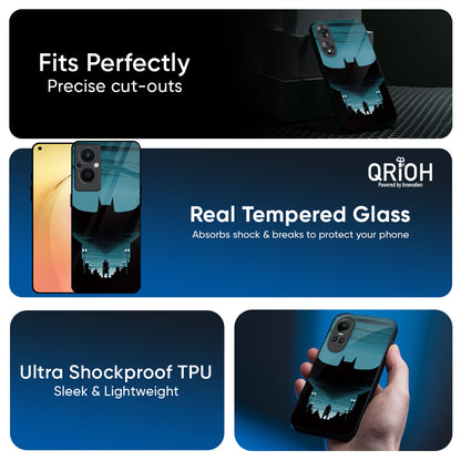 Cyan Bat Glass Case for Oppo Reno14 5G