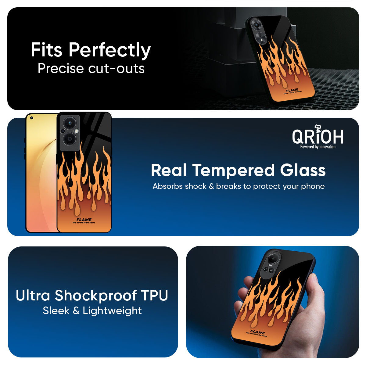 Fire Flame Glass Case for Oppo K13 Turbo Pro 5G