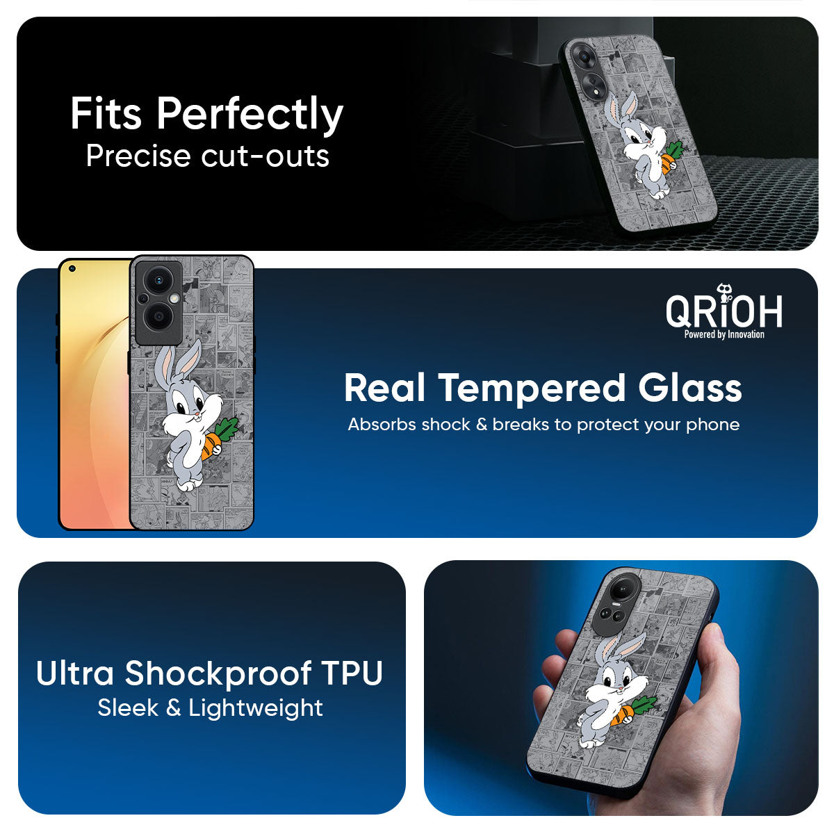 Cute Baby Bunny Glass Case for Oppo K13 Turbo Pro 5G