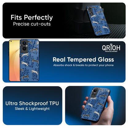 Blue Cheetah Glass Case for Oppo Reno15 5G