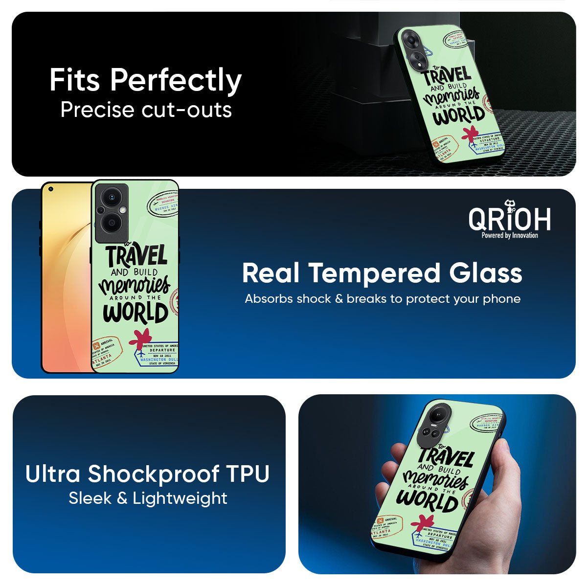 Travel Stamps Glass Case for Oppo K13 Turbo Pro 5G