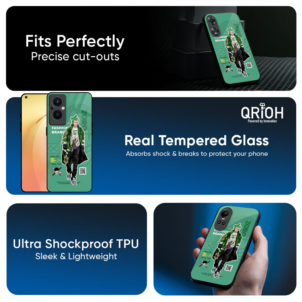 Zoro Bape Glass Case for Oppo Reno14 5G