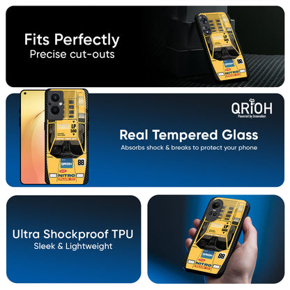 Yellow Racing Car Glass Case for Oppo K13 Turbo Pro 5G