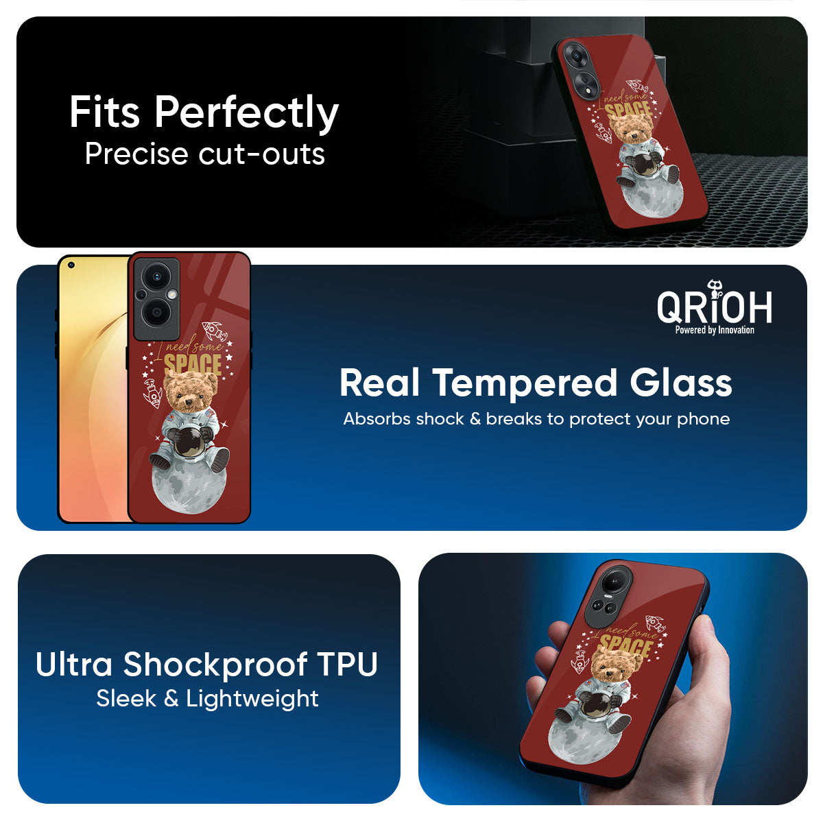 Astronaut Bear Glass Case for Oppo K13 Turbo Pro 5G