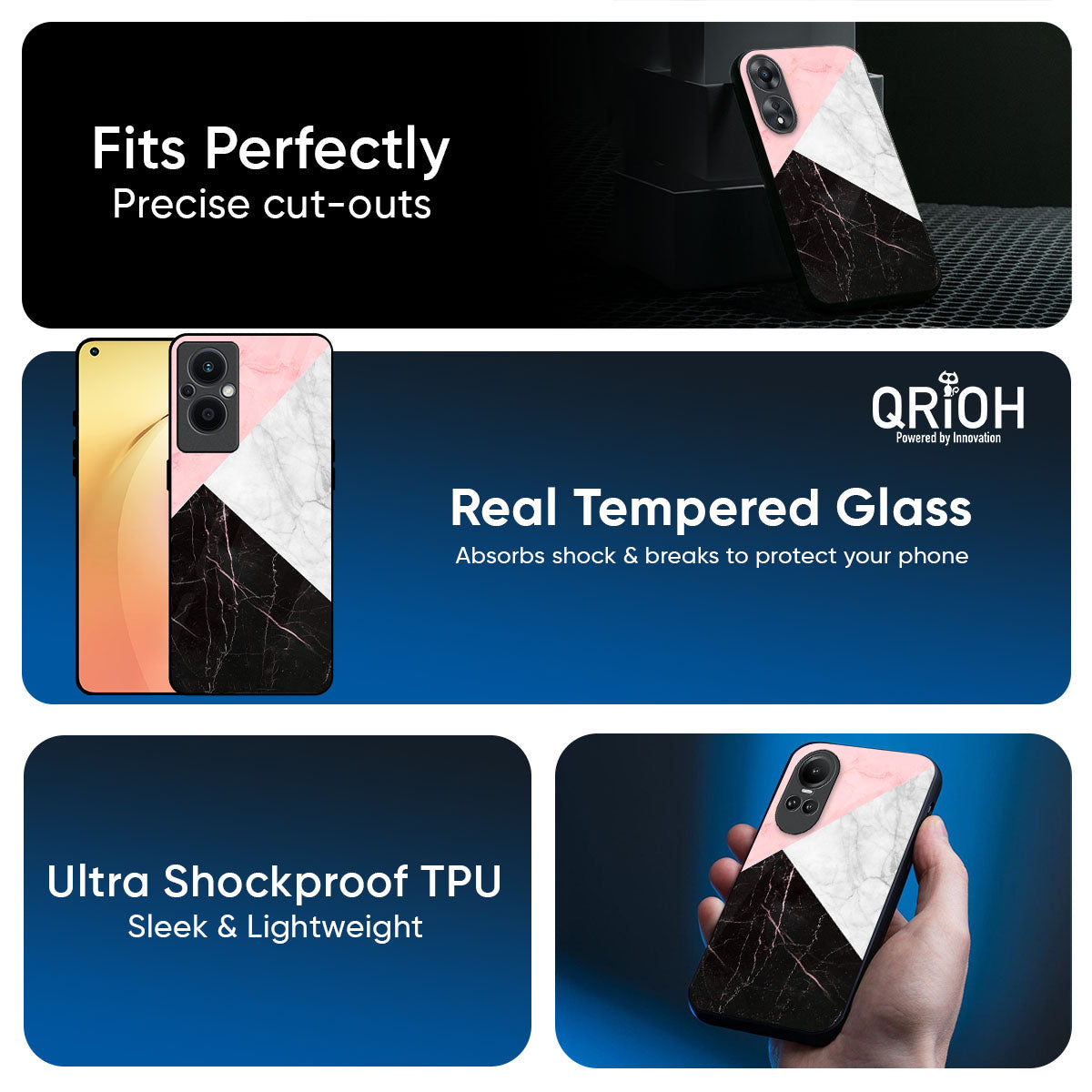 Marble Collage Art Glass Case For Oppo Reno14 5G