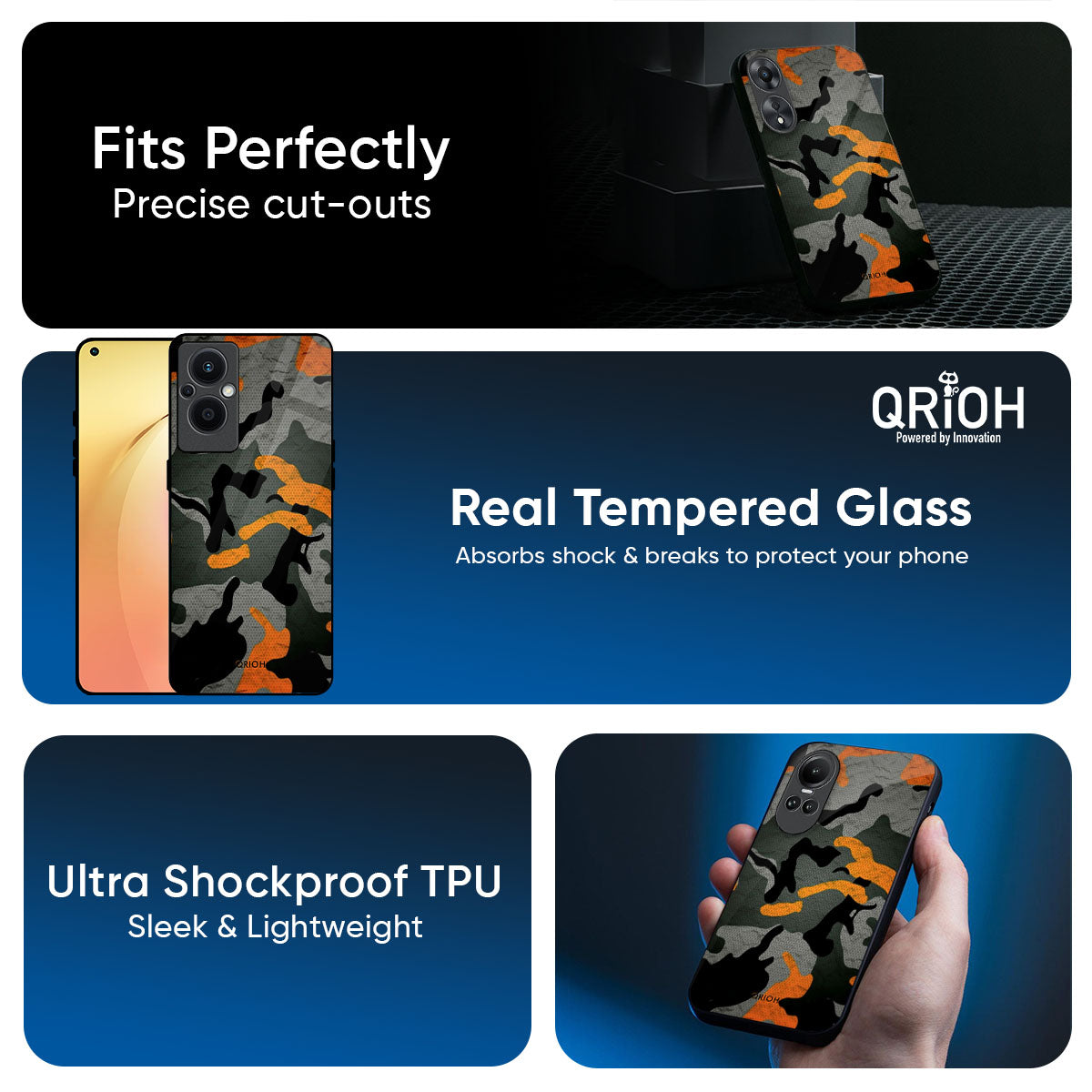 Camouflage Orange Glass Case For Oppo K13 Turbo Pro 5G