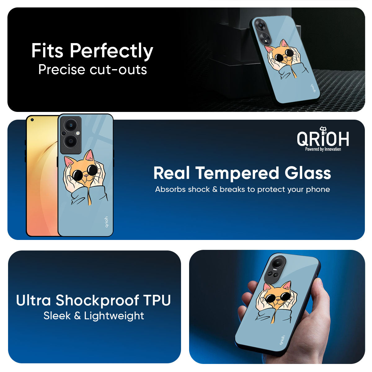 Adorable Cute Kitty Glass Case For Oppo F29 5G