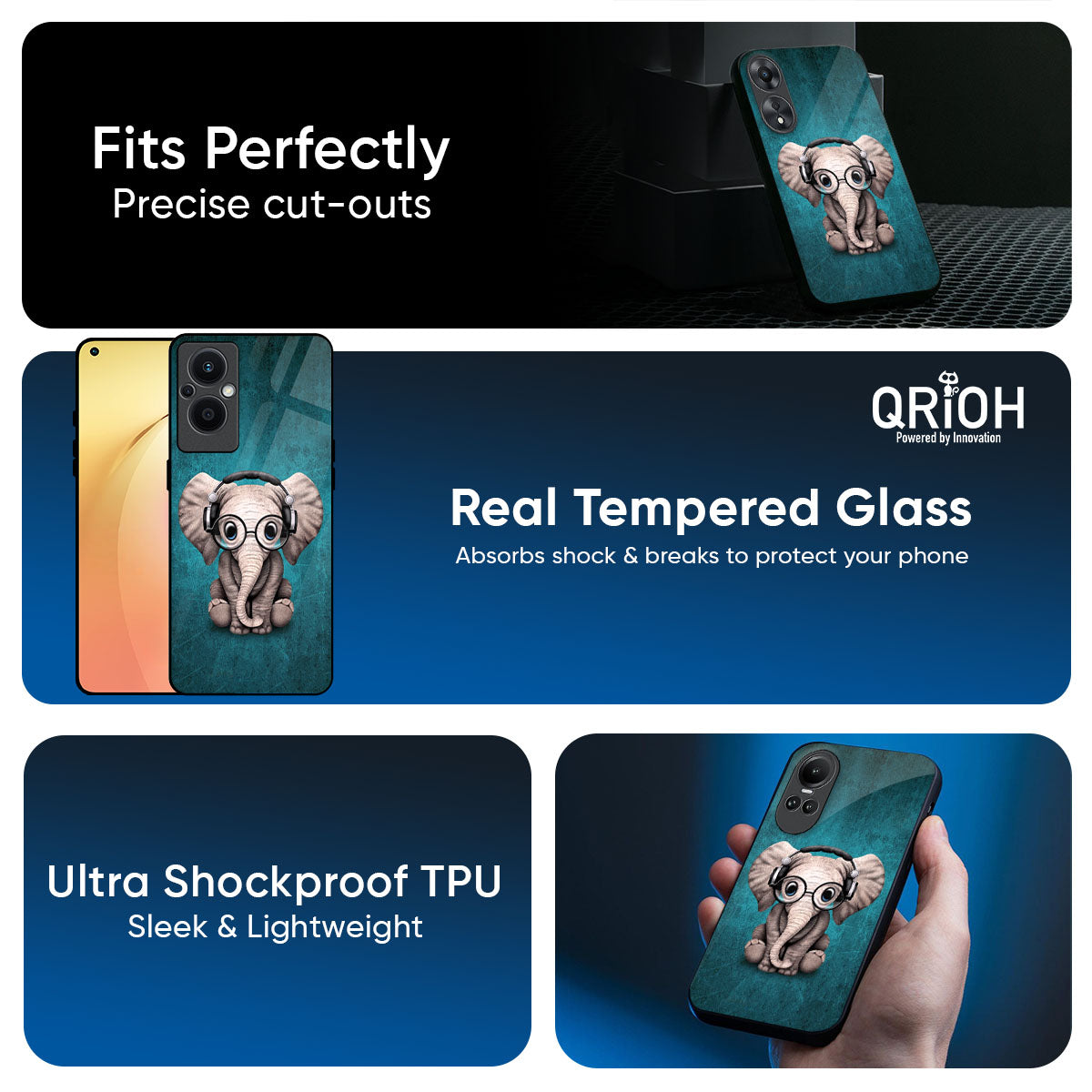 Adorable Baby Elephant Glass Case For Oppo F31 Pro 5G