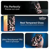 Black Cherry Blossom Glass Case for Oppo A6x 5G