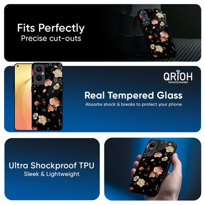 Black Spring Floral Glass Case for Oppo K13 Turbo Pro 5G