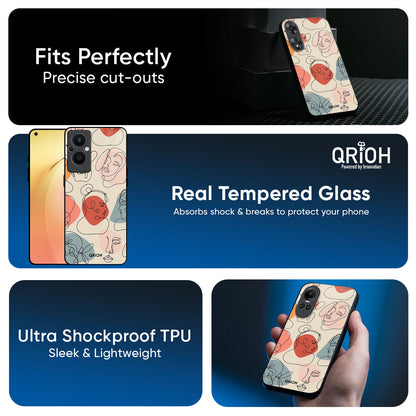 Abstract Faces Glass Case for Oppo Reno15 5G