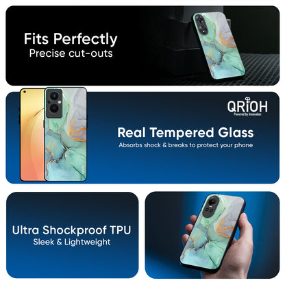 Green Marble Glass Case for Oppo K13 Turbo Pro 5G
