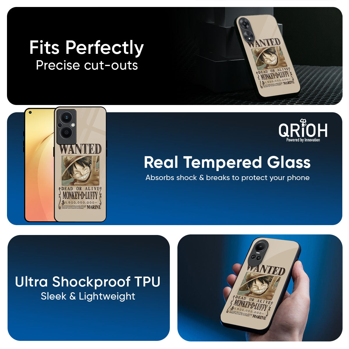 Luffy Wanted Glass Case for Oppo Reno14 5G