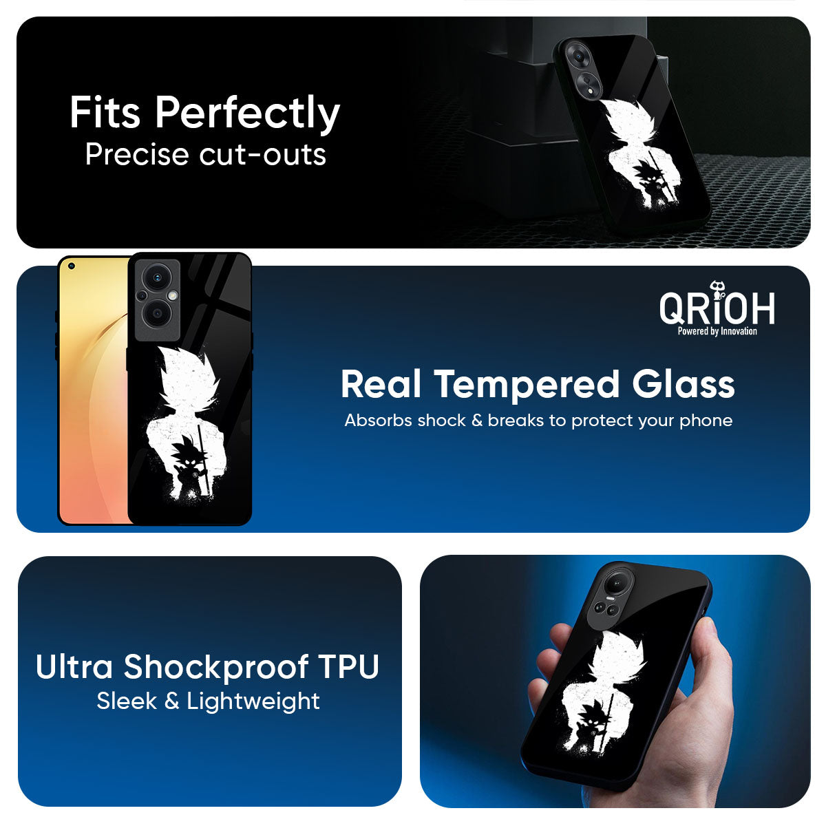 Monochrome Goku Glass Case for Oppo K13 Turbo Pro 5G