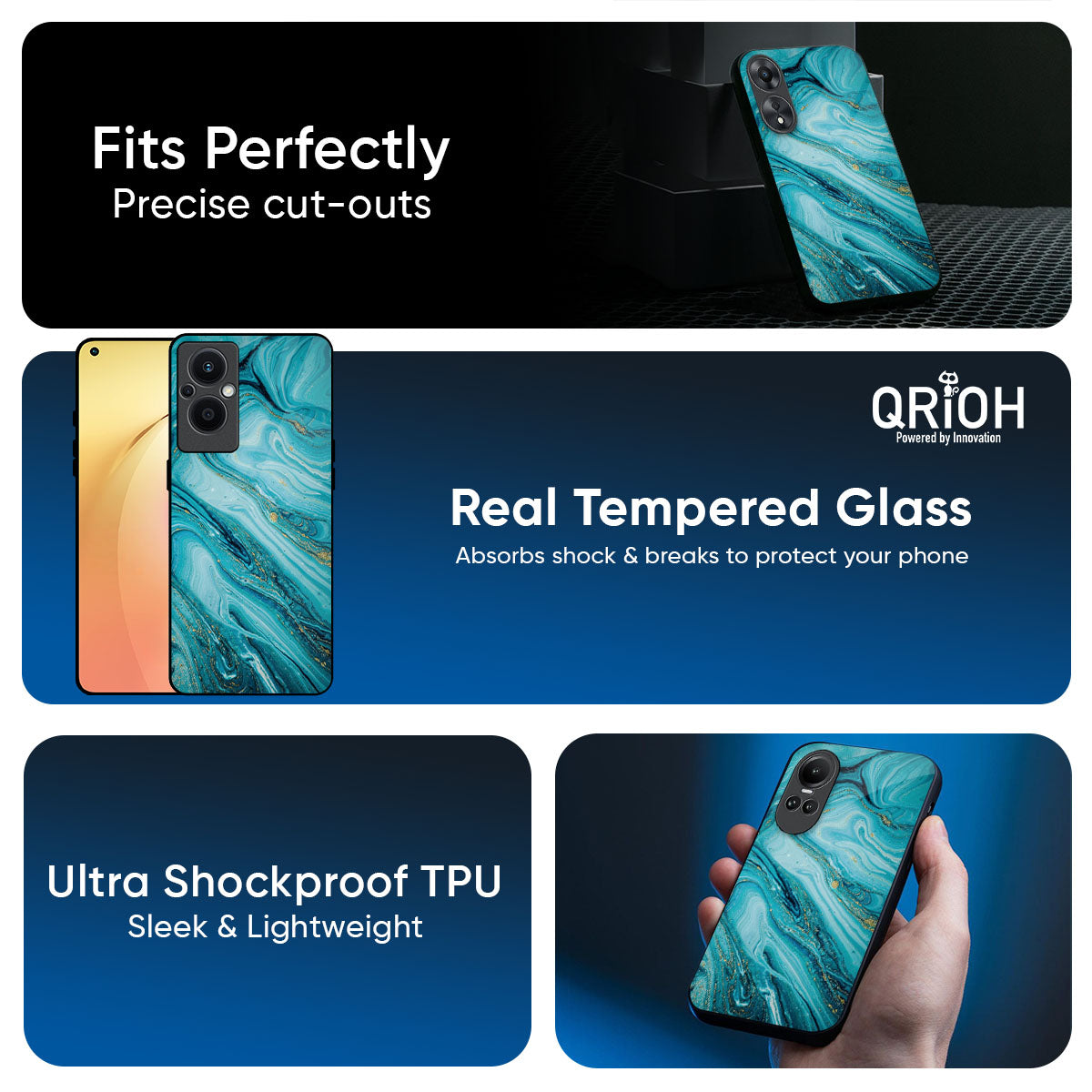 Ocean Marble Glass Case for Oppo K13 Turbo Pro 5G