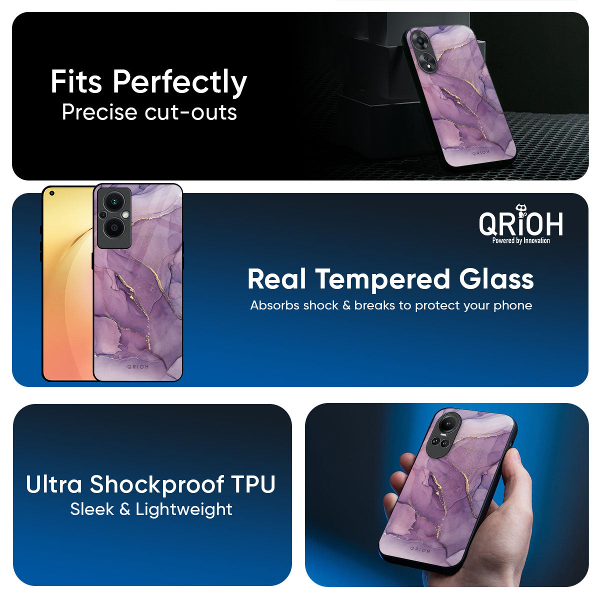 Purple Gold Marble Glass Case for Oppo K13 Turbo Pro 5G