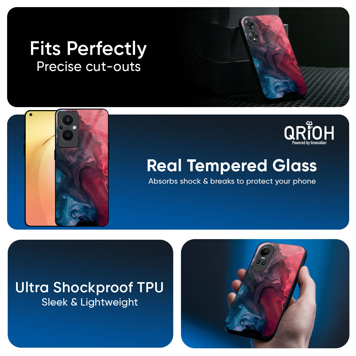 Blue & Red Smoke Glass Case for Oppo K13 Turbo Pro 5G