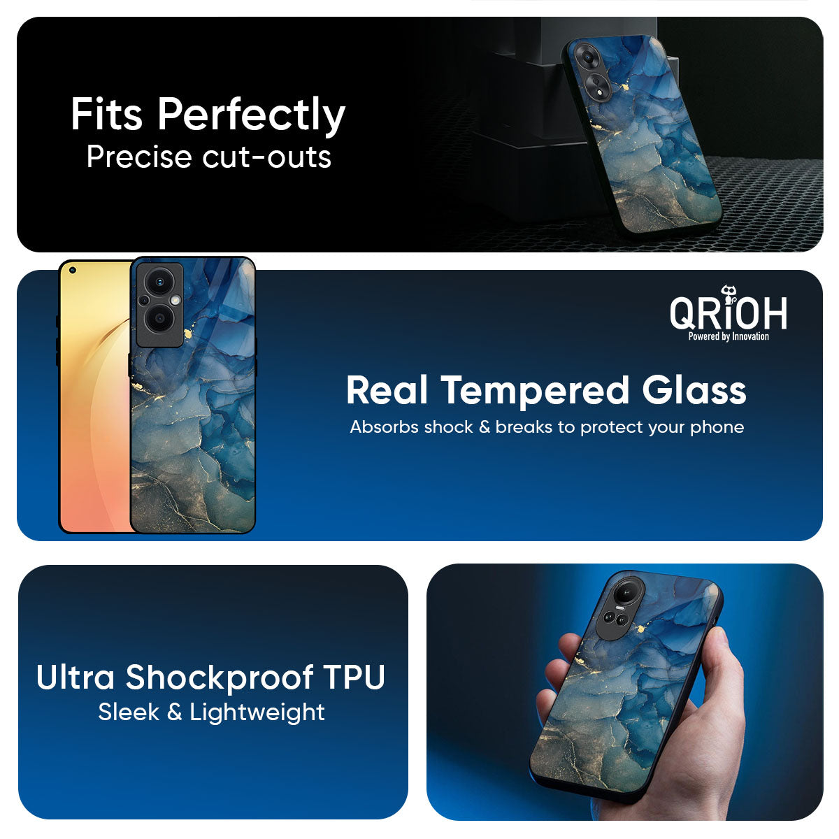 Blue Cool Marble Glass Case for Oppo K13 Turbo Pro 5G