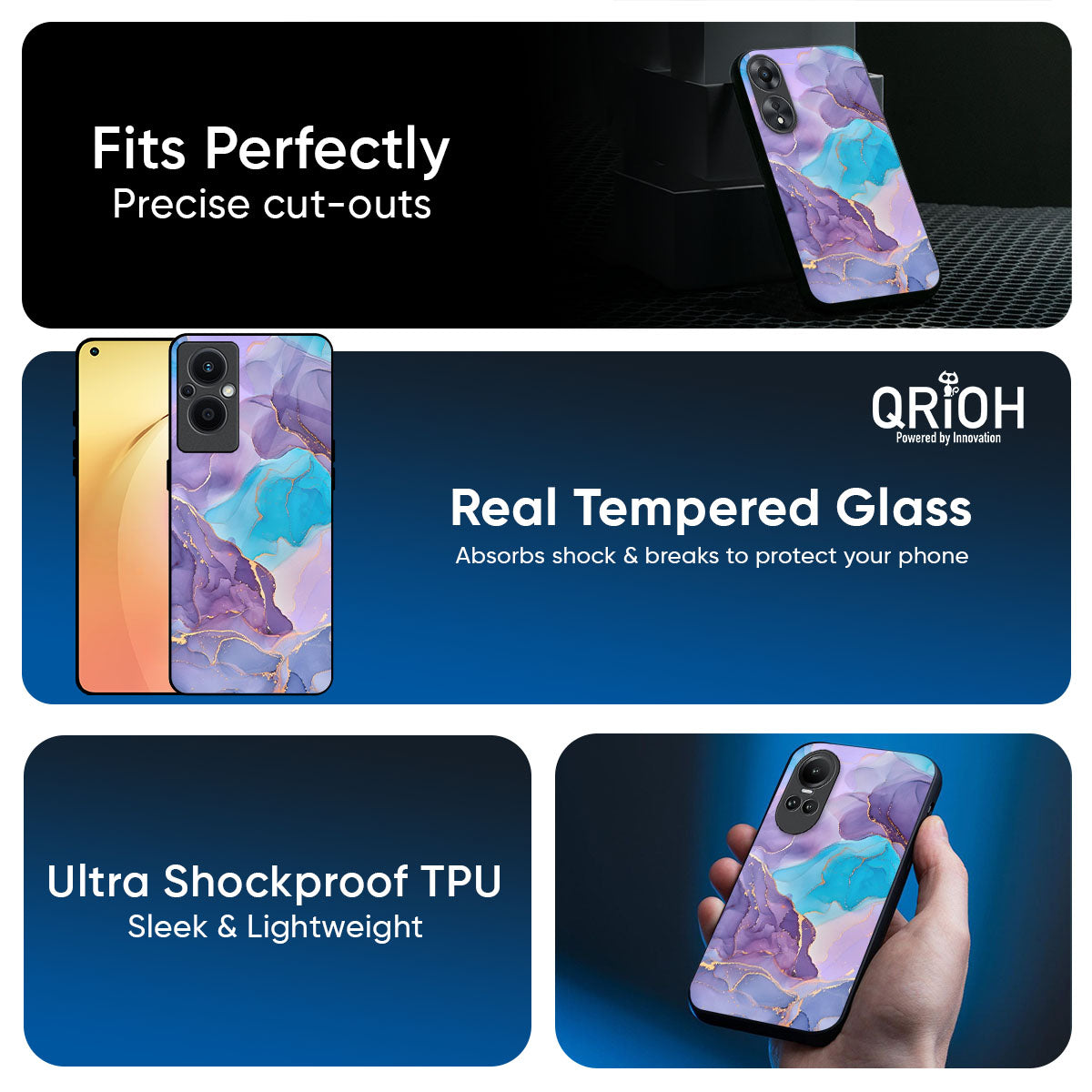 Alcohol ink Marble Glass Case for Oppo Reno15 5G
