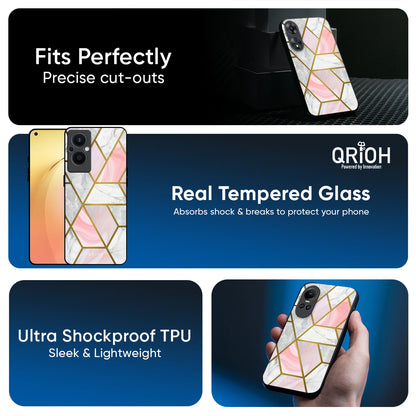 Geometrical Marble Glass Case for Oppo Reno14 5G