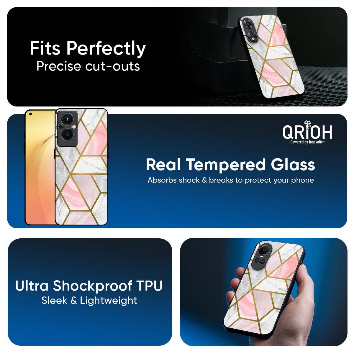 Geometrical Marble Glass Case for Oppo K13 Turbo Pro 5G