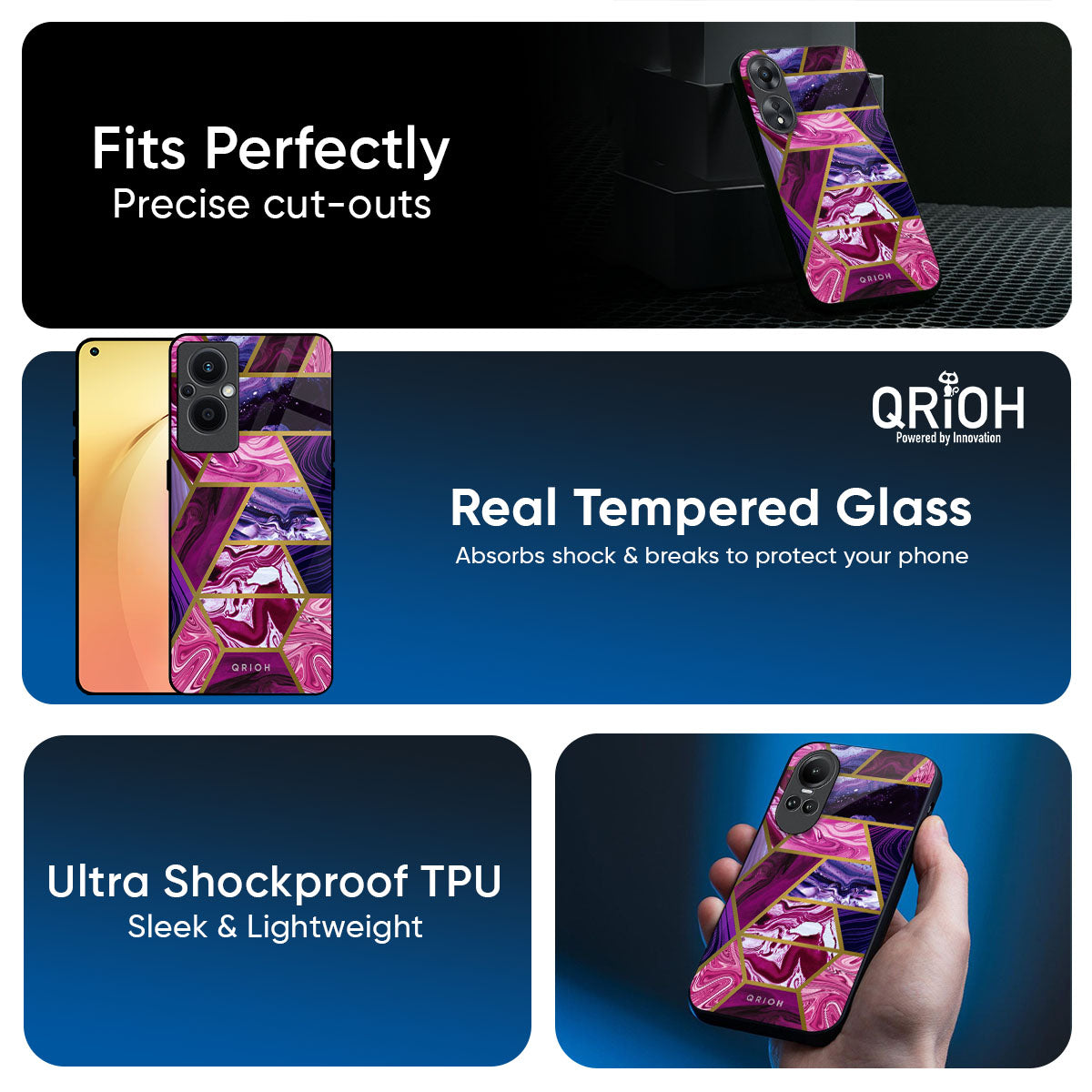 Electroplated Geometric Marble Glass Case for Oppo K13 Turbo Pro 5G