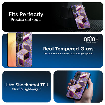 Purple Rhombus Marble Glass Case for Oppo K13 Turbo Pro 5G