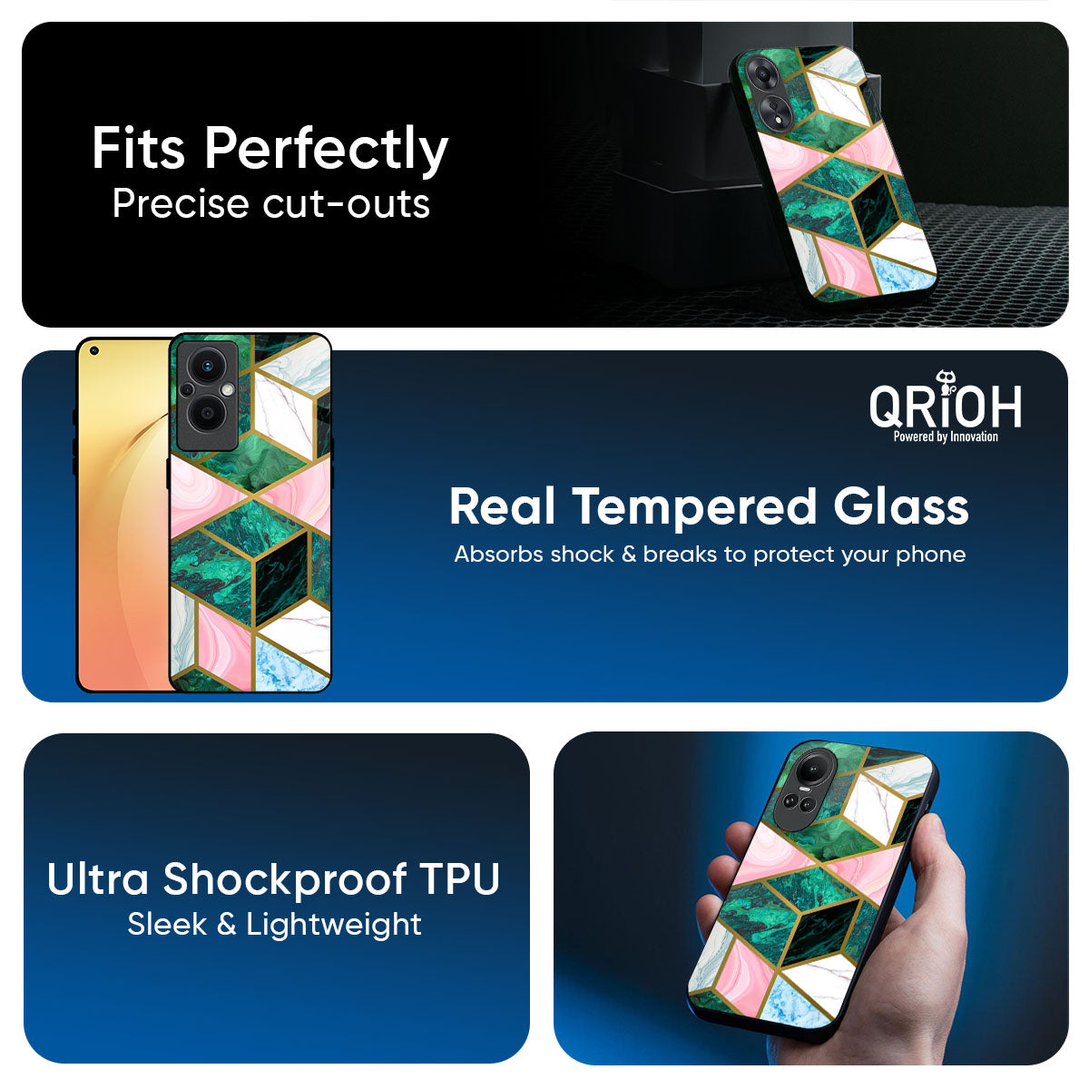Seamless Green Marble Glass Case for Oppo K13 Turbo Pro 5G