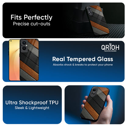 Tri Color Wood Glass Case for Oppo Reno14 5G
