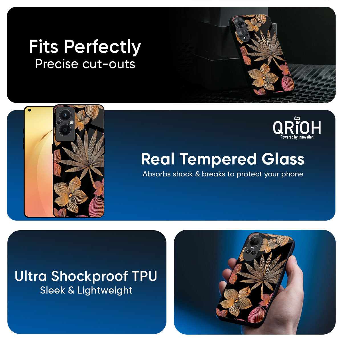 Lines Pattern Flowers Glass Case for Oppo K13 Turbo Pro 5G