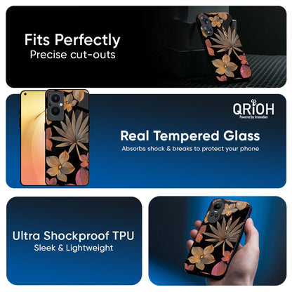 Lines Pattern Flowers Glass Case for Oppo K13 Turbo Pro 5G