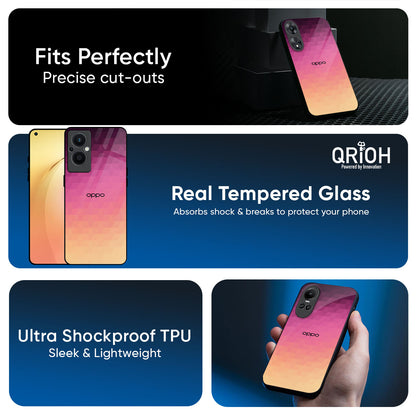 Geometric Pink Diamond Glass Case for Oppo Reno14 5G
