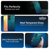Green Triangle Pattern Glass Case for Oppo Reno13 5G