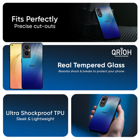 Blue Rhombus Pattern Glass Case for Oppo Reno13 Pro 5G
