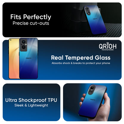 Blue Rhombus Pattern Glass Case for Oppo Reno14 5G
