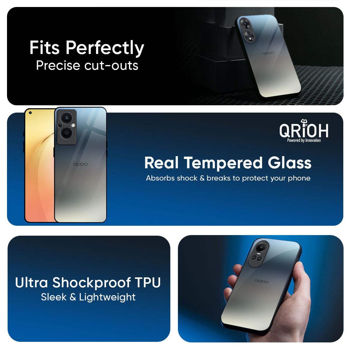 Tricolor Ombre Glass Case for Oppo Reno14 5G