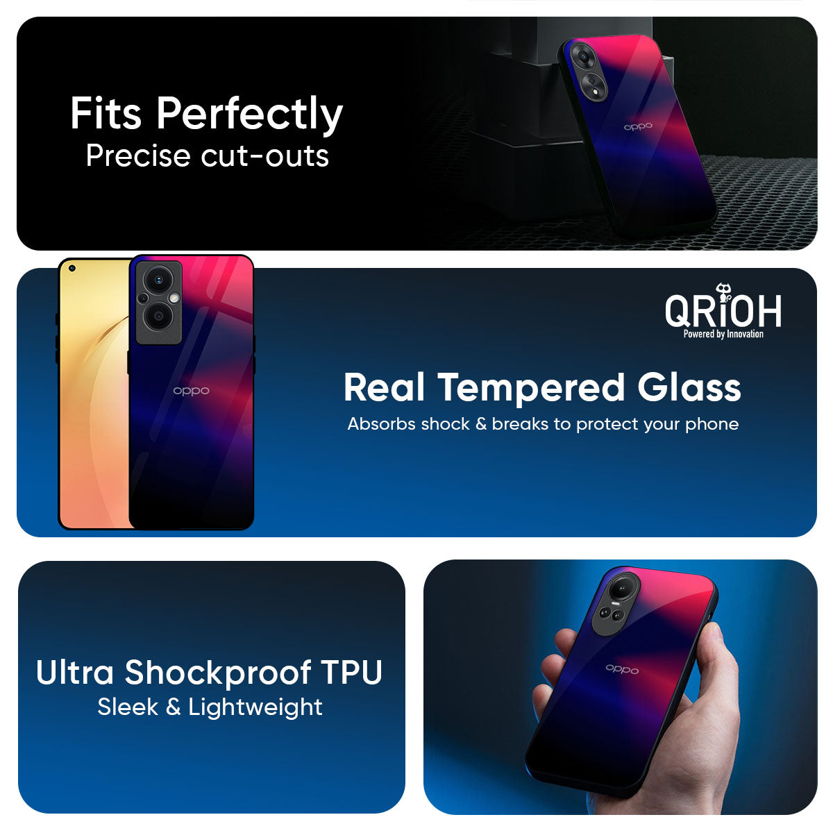 Blue Ombre Glass Case for Oppo K13 Turbo Pro 5G