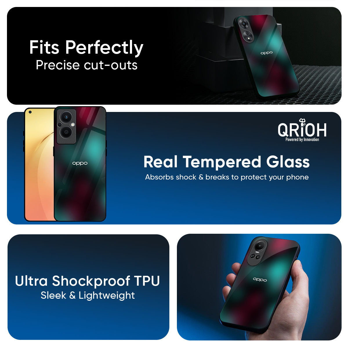 Dark Gradiant Glass Case for Oppo Reno14 5G