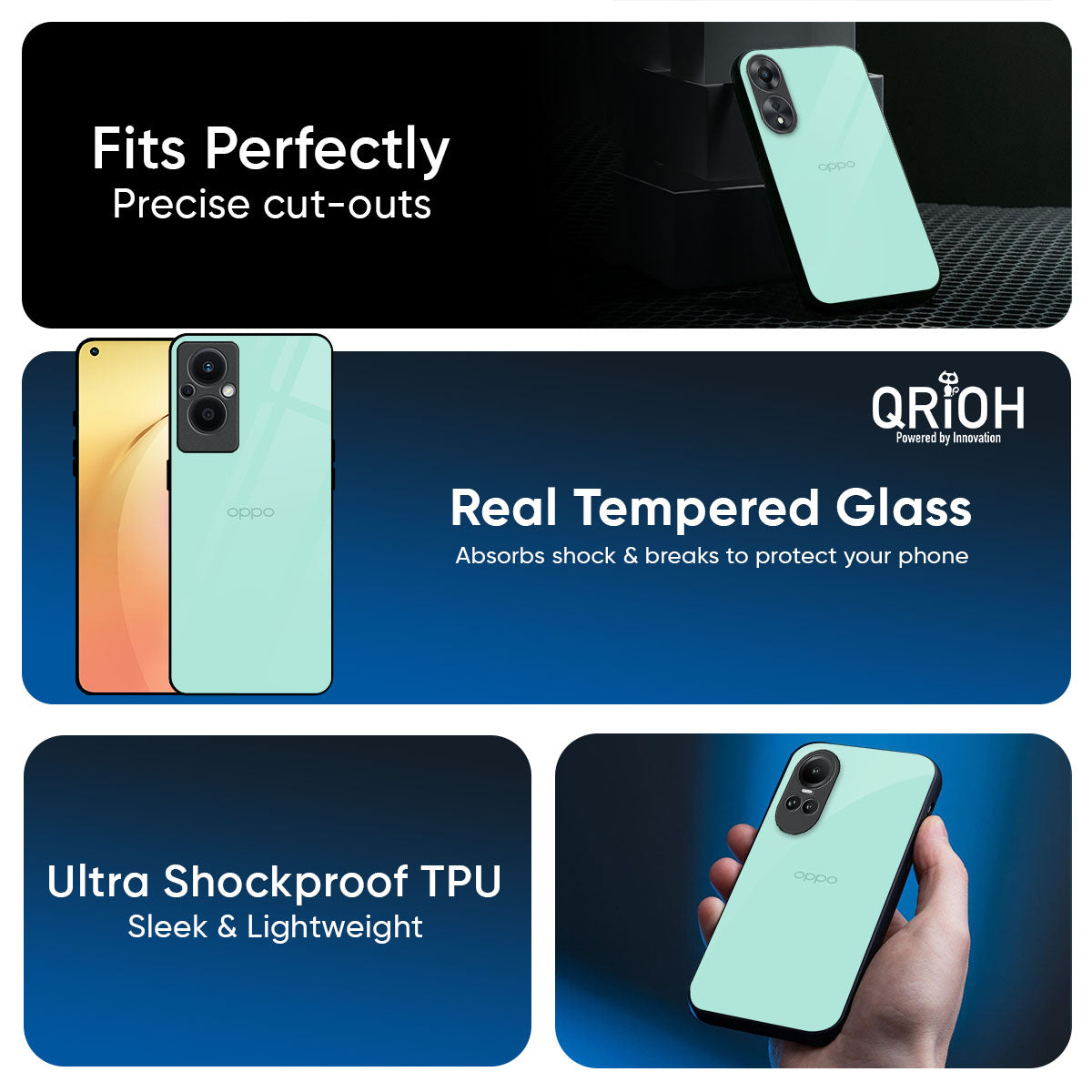 Teal Glass Case for Oppo K13 Turbo Pro 5G