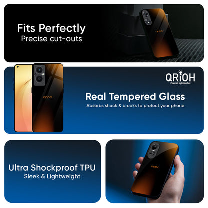 Orange Black Fusion Glass Case for Oppo Reno15c 5G