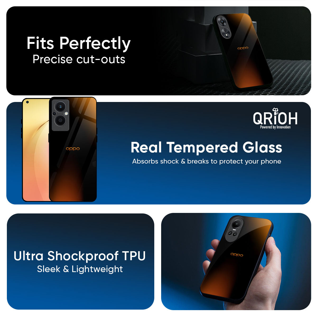 Orange Black Fusion Glass Case for Oppo Find X9 Pro 5G