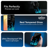 Teal Flames Glass Case for Oppo A6x 5G
