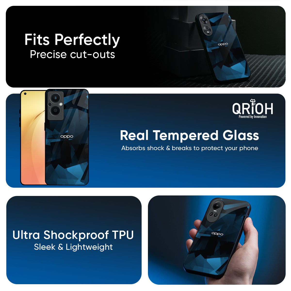 Polygonal Blue Box Glass Case For Oppo K13 Turbo Pro 5G