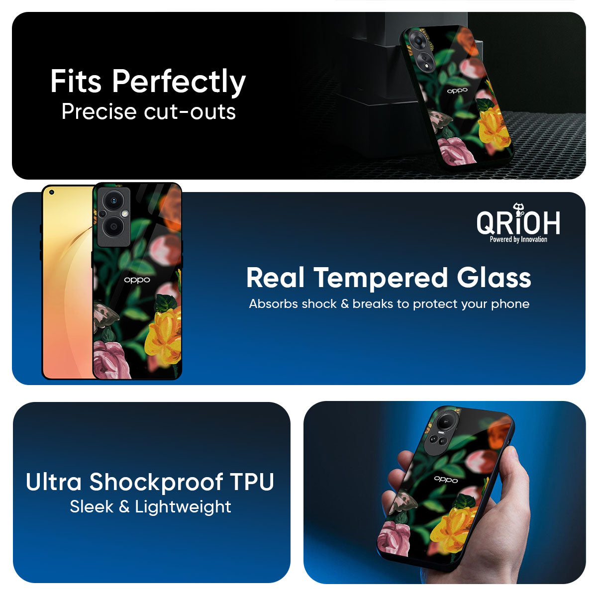 Flowers & Butterfly Glass Case for Oppo Reno14 5G