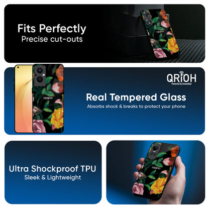Flowers & Butterfly Glass Case for Oppo Reno14 5G