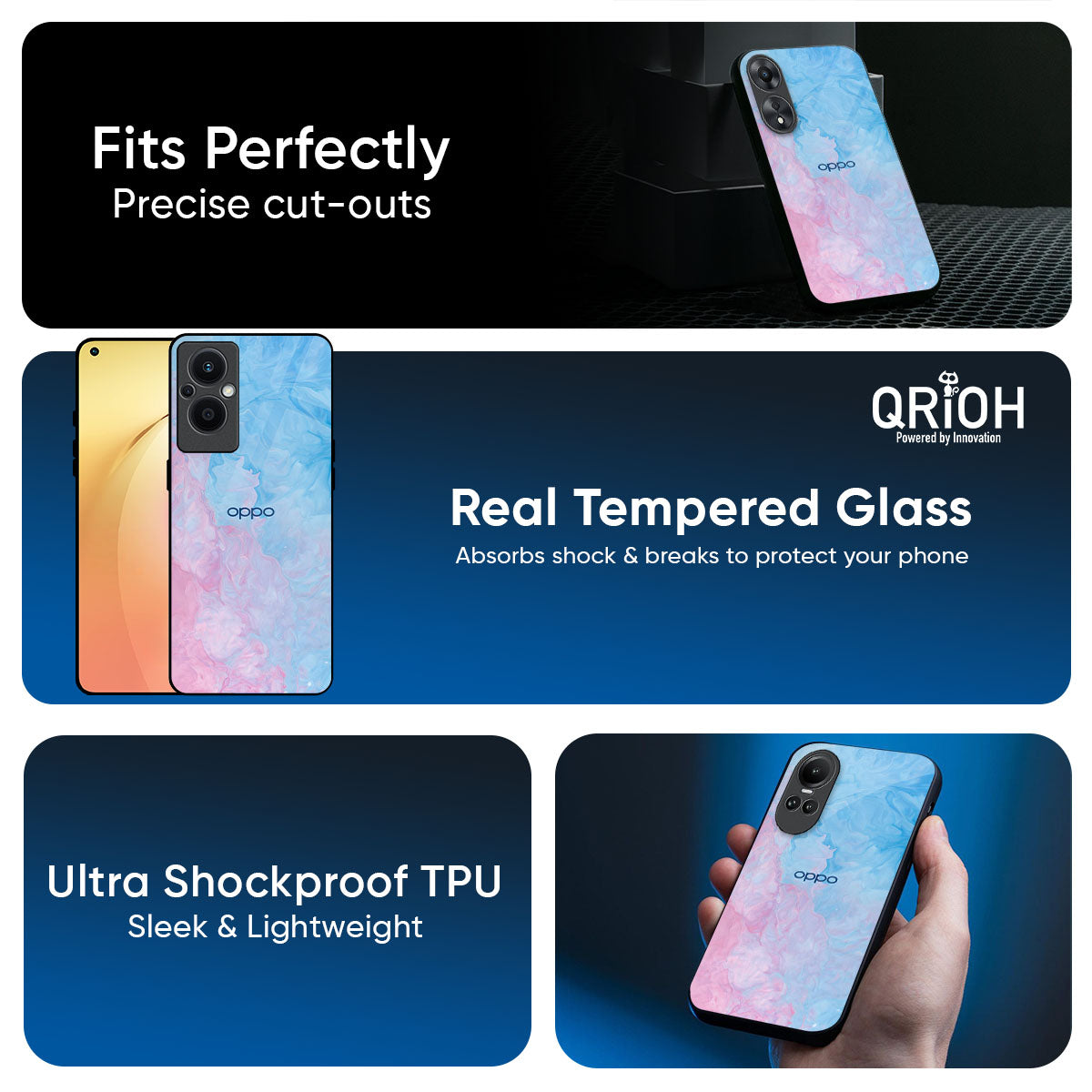 Mixed Watercolor Glass Case for Oppo Reno14 5G