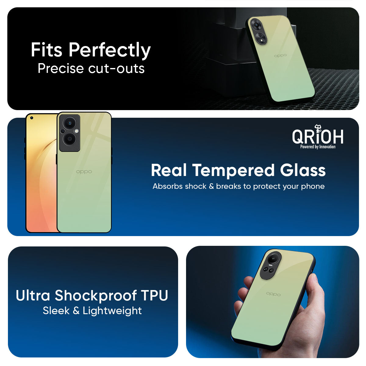 Mint Green Gradient Glass Case for Oppo K13 Turbo Pro 5G