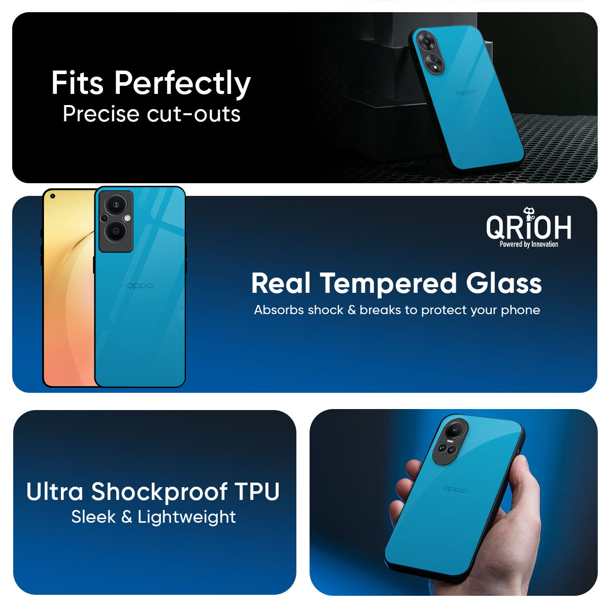 Blue Aqua Glass Case for Oppo K13 Turbo Pro 5G