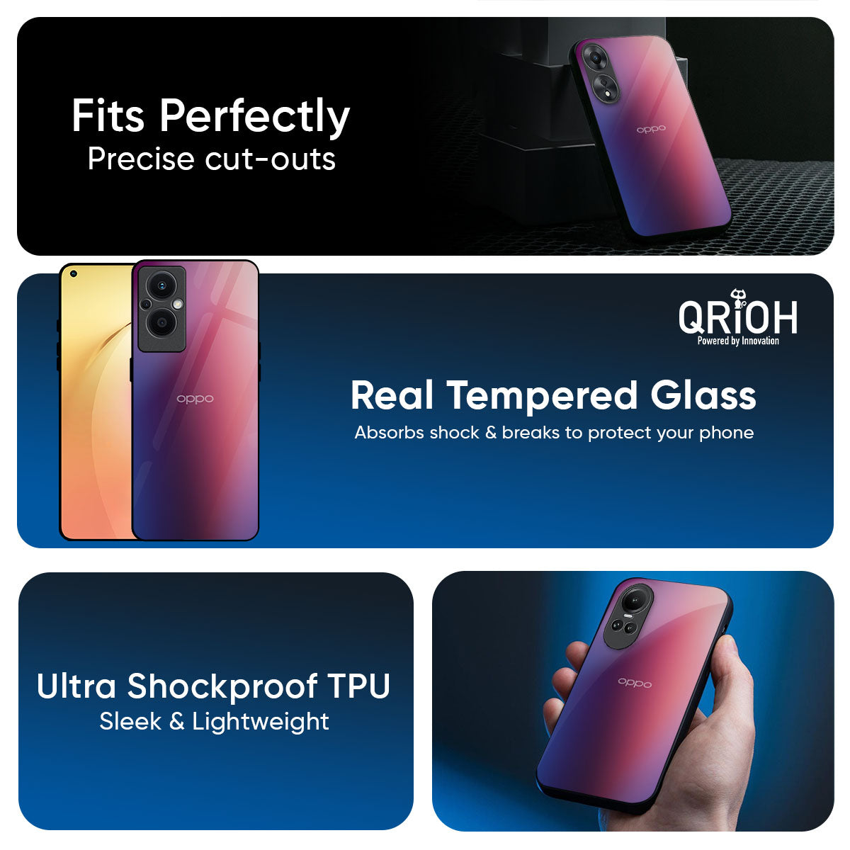 Multi Shaded Gradient Glass Case for Oppo Reno14 5G